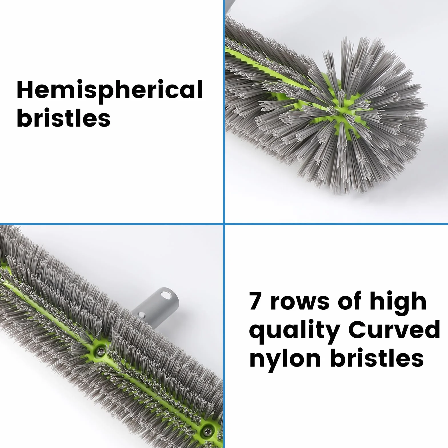 LALAGO Brosse Piscine Ronde, Tête de Brosse de Piscine avec Perche Amovible, avec Les Poils Hémisphériques, Brosses à Récurer pour Mur et Carrelage, Brosses pour Salles (avec Perche)