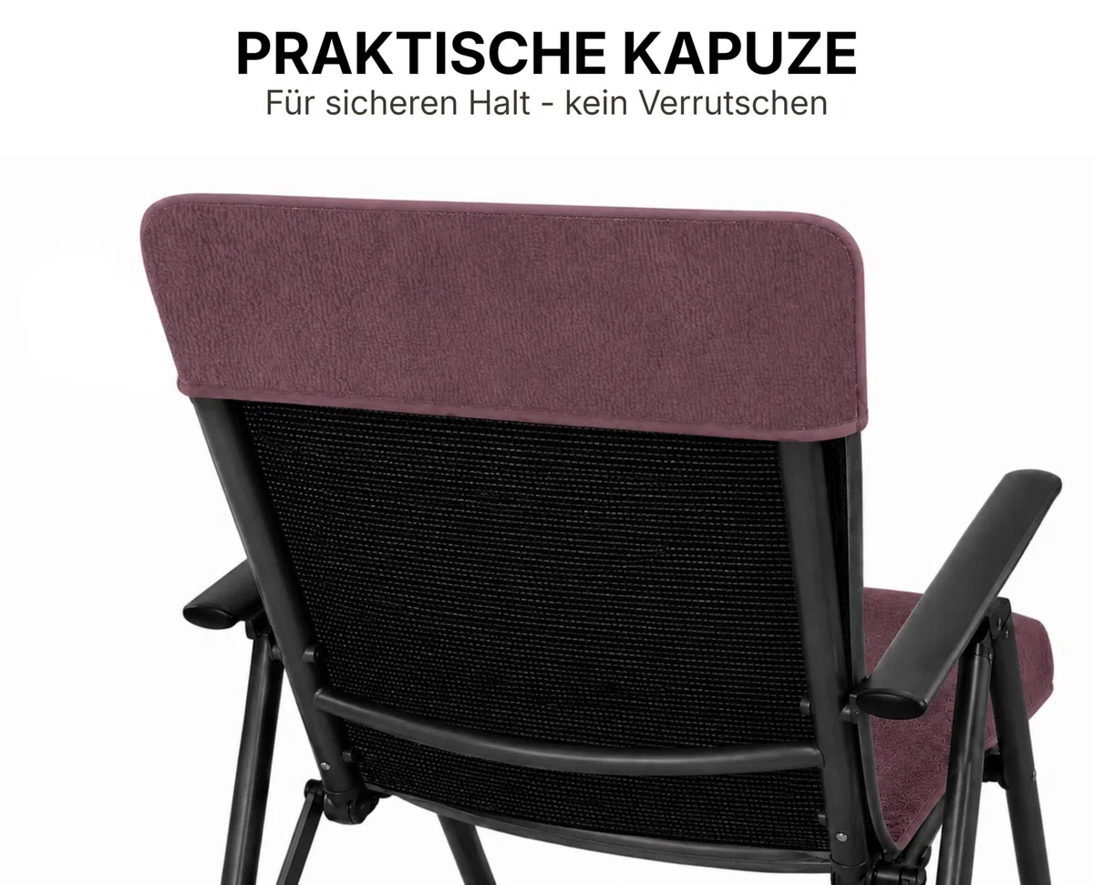 Brandsseller Housse en Éponge pour Chaise de Jardin 65x130 cm – Coussin de Siège d'Extérieur en Coton 100% – Serviette XL Confortable, Antidérapante, Lavable, Certifiée Oeko-Tex – Mûre