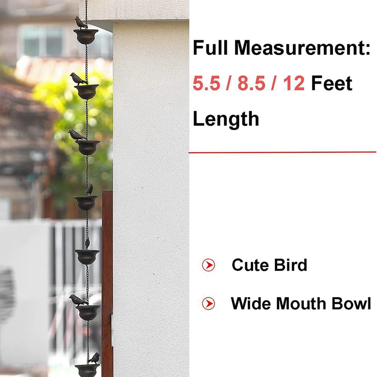 Chaînes de Pluie 1 Pièce pour Gouttières Oiseaux Mobiles sur Gobelets Carillons de Pluie avec Cintre et Oiseaux Attachés