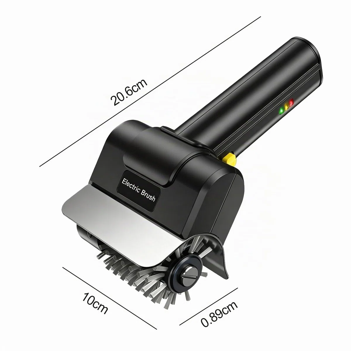 Brosse de gril électrique alimentée par batterie avec tête de brosse en acier inoxydable, brosse de gril en acier inoxydable, brosse de gril étanche pour grille en fonte, fumoir, plaque de gril (noir)