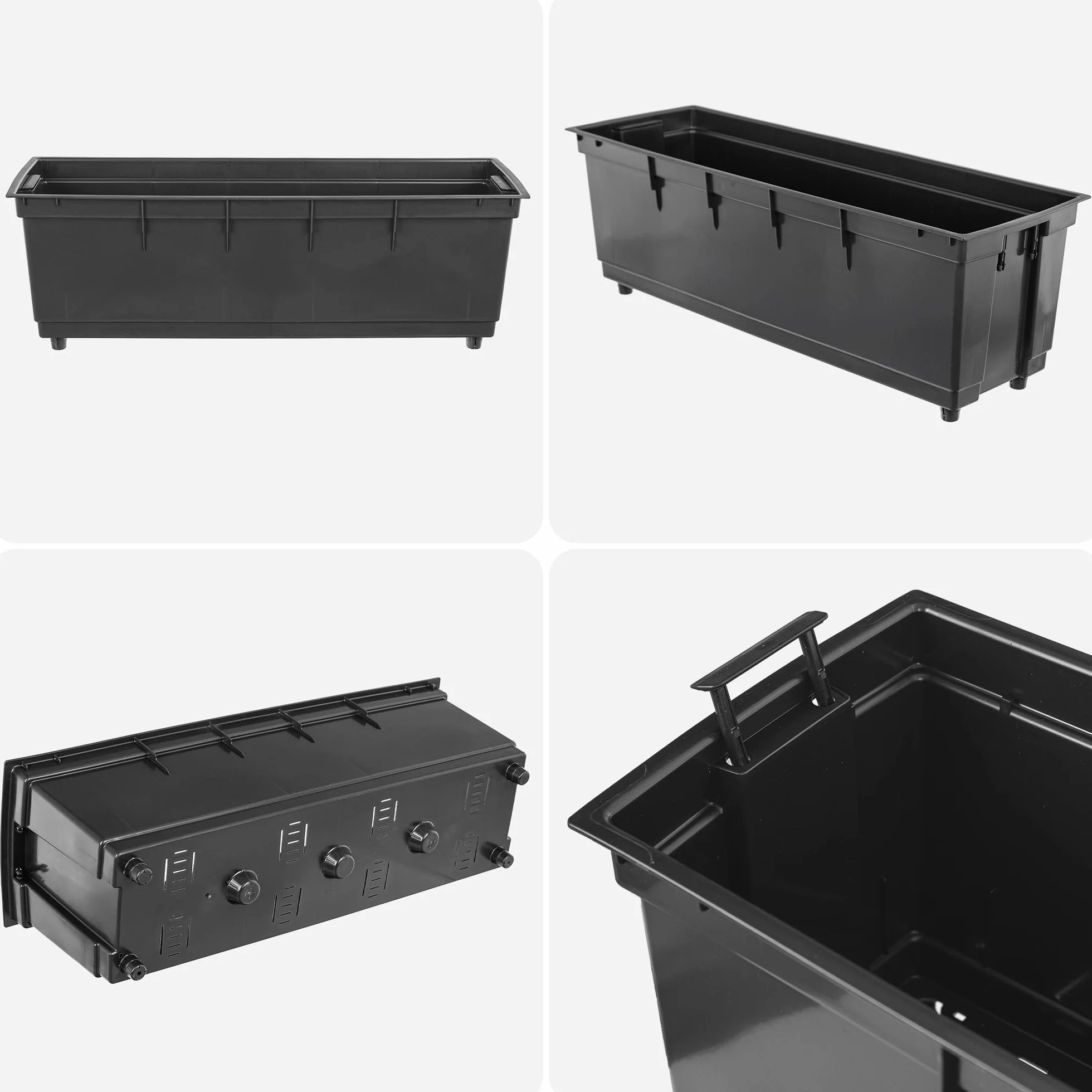 KADAX insert de 56 cm pour jardinière, insert en plastique noir, insert en plastique pour jardinière de balcon et jardinière, pot intérieur (56,5 x 19 cm)