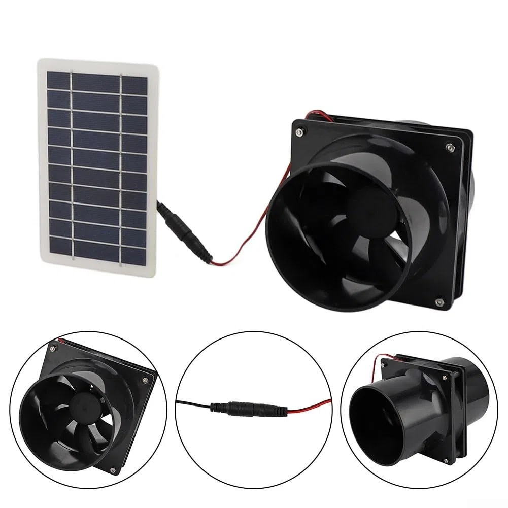 GLOBALHUT Ventilateur D'extraction À Énergie, Kit De Ventilateur De Panneau Solaire, Ventilateur Extracteur D'air Silencieux, Pour Les Maisons, Poulaillers, Camping-cars Et Serres
