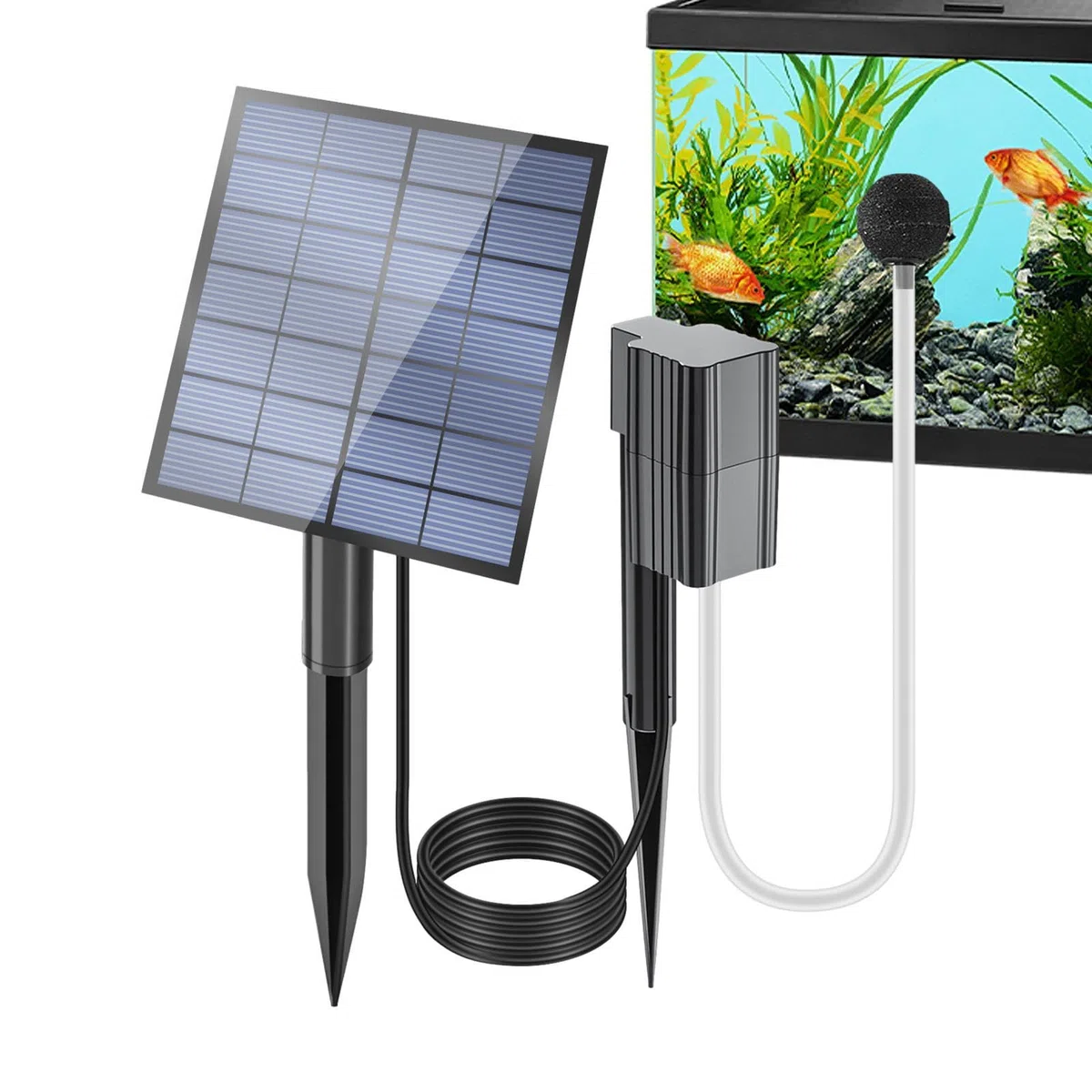 Aérateur de bassin professionnel à énergie solaire – Pompe à haute efficacité | Bulleur d'air réglable pour aquarium, kit de bulles , diffuseur d'oxygène, système de batterie de secours