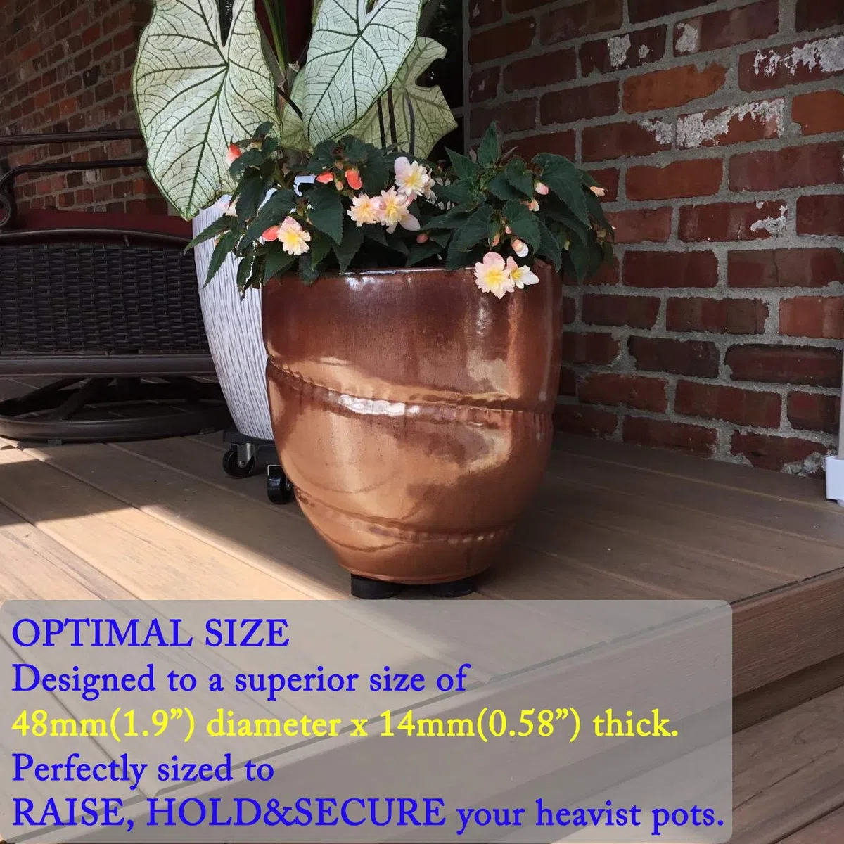 Lot de 24 Pieds de Pot Invisibles avec antidérapant amélioré, adhérence de Surface pour Pots de Fleurs et Pots de Fleurs, rehausseurs de Pots en Caoutchouc Massif, lève-Pot pour jardinières