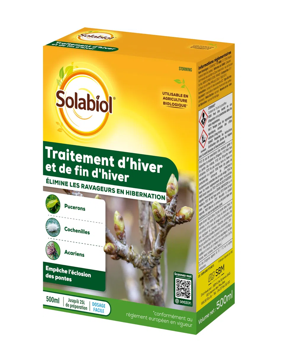 SOLABIOL Traitement D'Hiver & De Fin D'Hiver - 500ml - Traitement Préventif - Elimine Œufs & Larves - Jusqu'à 25L De Solution SOHIV500N