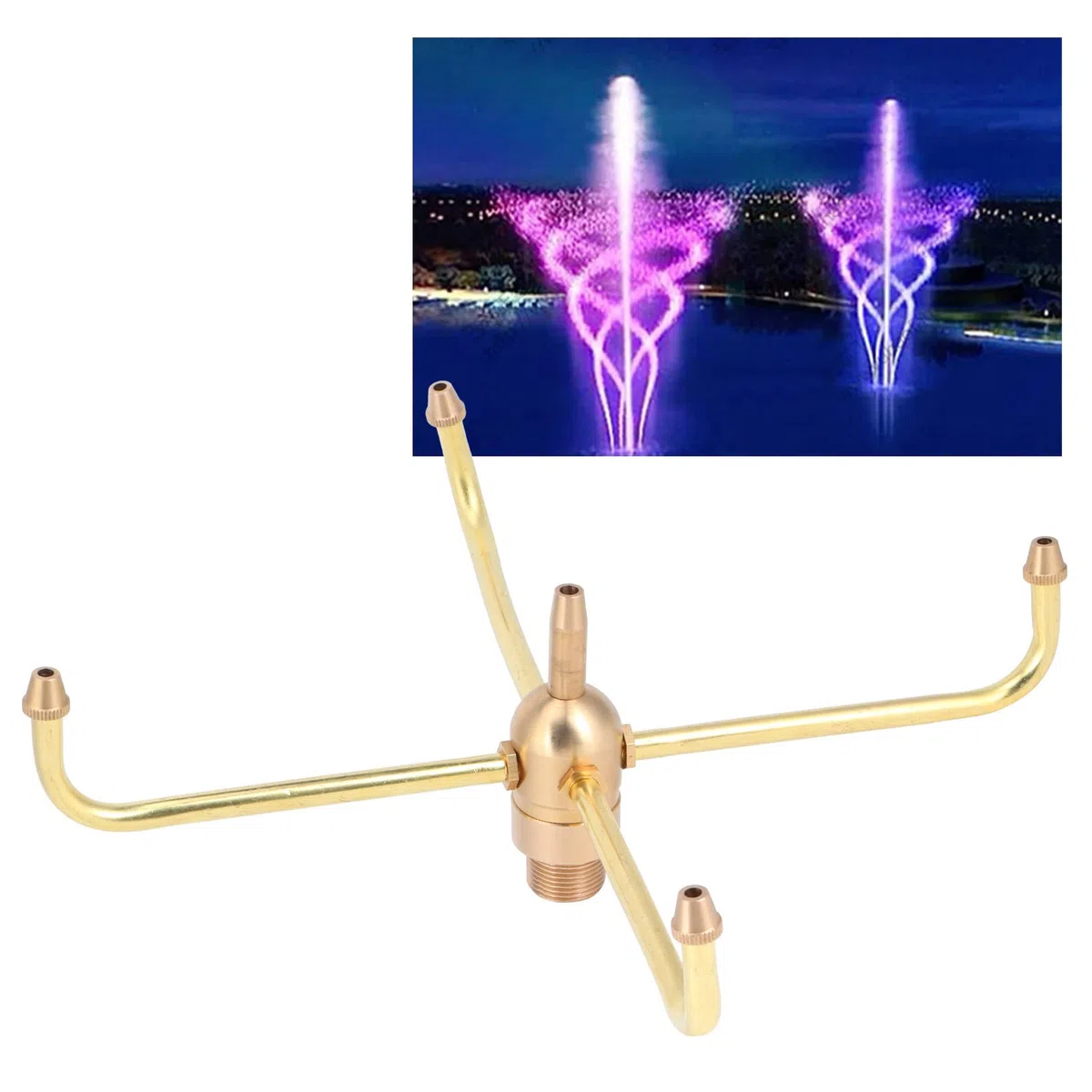 Têtes de buse de fontaine, G1/2 filetage mâle 4 bras rotatifs buse de fontaine d'eau arroseur de tête de pulvérisation, pour bassin de jardin, à la rocaille, à la fontaines de parc