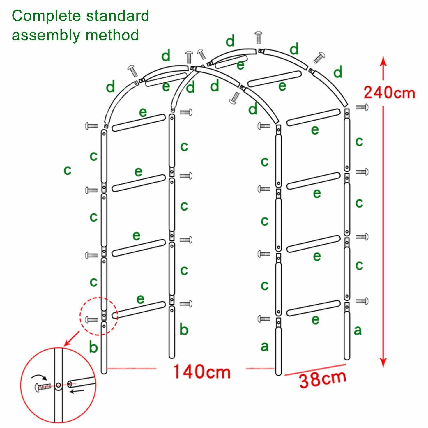 Forever Speed Arche de Rose en métal - Grille de Rose en Acier revêtu par Poudre - Décoration de Jardin et décoration - Résistant aux intempéries - 240 x 140 x 38 cm - Noir