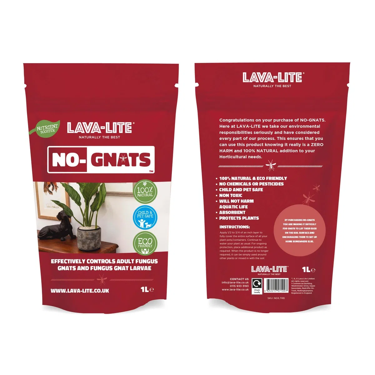 1l Granulés anti-moucherons, 100% naturel, contre mouches dans le terreau