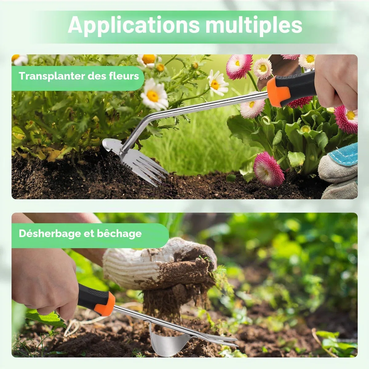 3 Pièces Désherbeur Manuel avec poignée en Caoutchouc, Outil De Désherbage Manuel, Acier Inoxydable Épaissi Weeder de Jardin, Rangement Facile, pour Désherber Votre Jardin, Creuser