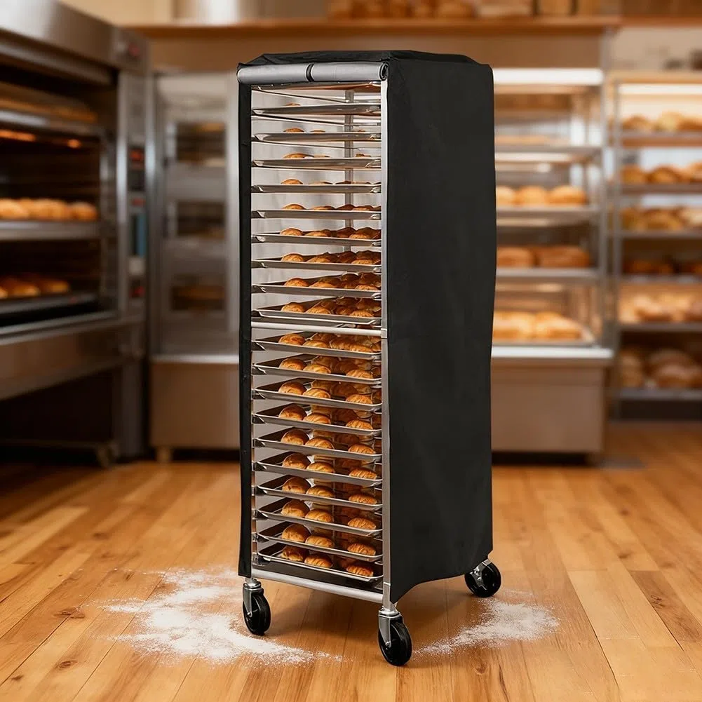 Yuanpgky Housse en polyester 420D avec fermeture éclair, design ventilé et rangement pliable compact pour pâtisserie commerciale ou à grande échelle - Noir, 59 x