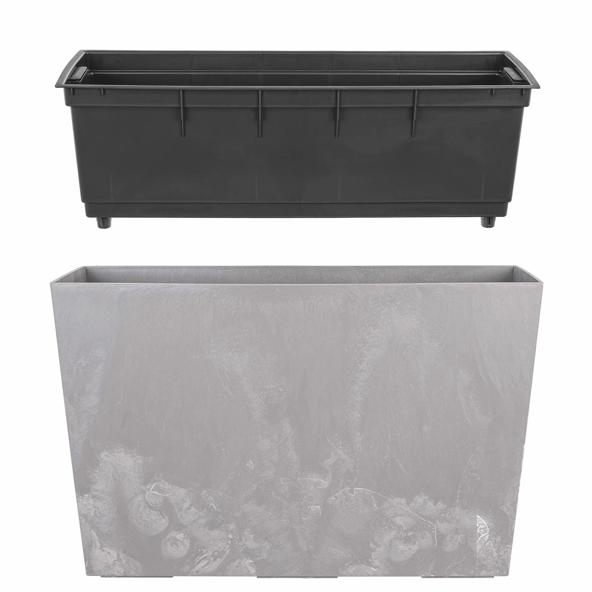 KADAX insert de 56 cm pour jardinière, insert en plastique noir, insert en plastique pour jardinière de balcon et jardinière, pot intérieur (56,5 x 19 cm)