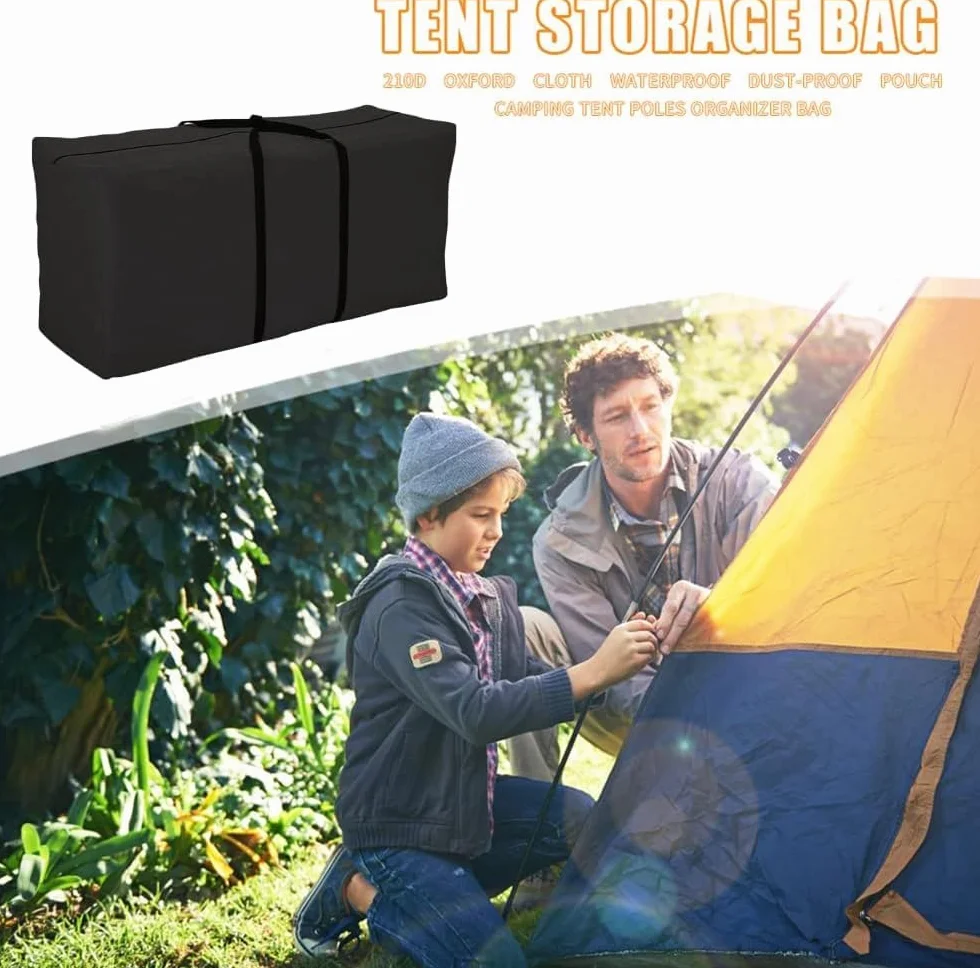 Sac de Rangement pour Meubles de Jardin, Tissu Oxford Imperméable Résistant aux UV Et Résistant aux Déchirures avec Poignée de Transport et Sac de Rangement Inclus (Noir, 173x76x51cm)