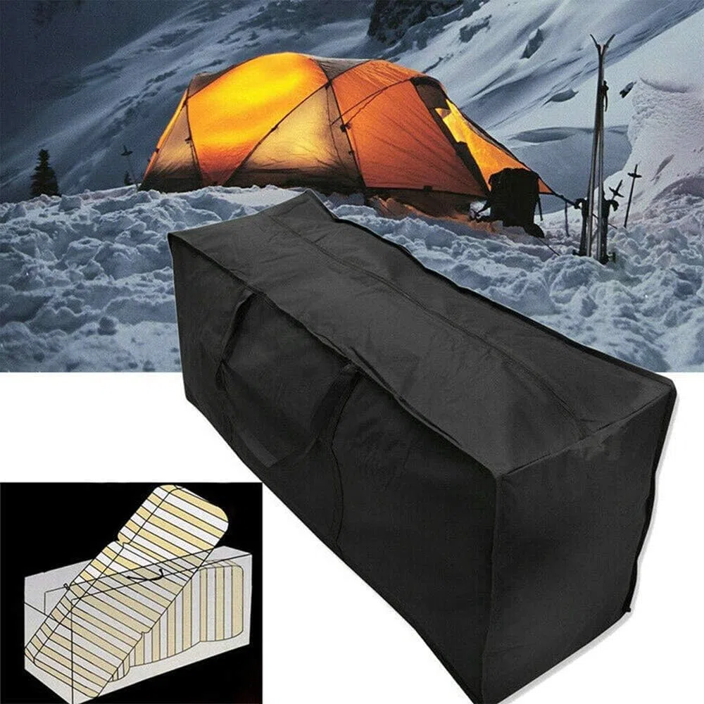Sac de Rangement Coussins Jardin XXL - Housse Protection Imperméable Tissu Oxford 210D Haute Densité - Idéal pour Matelas Transat, Sapin de Noël et Meubles Terrasse - 173 x 76 x 51 cm, Noir