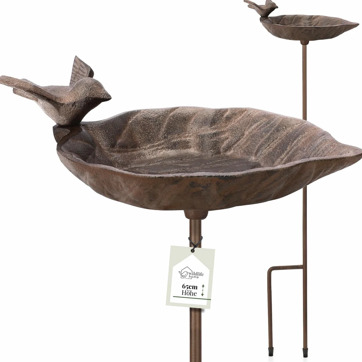 wildlife home Bain d'oiseaux debout sur piquet I Petit bain pour oiseaux sauvages Jardin Balcon Résistant au gel en fonte