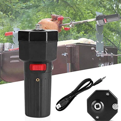Moteur de Barbecue, Moteur de Rôtissoire de Rotateur de Barbecue DC 5 V Petit Rotateur Gril de BBQ avec Câble USB Portable Camping Universel pour Support de Parenthèse de Rôti
