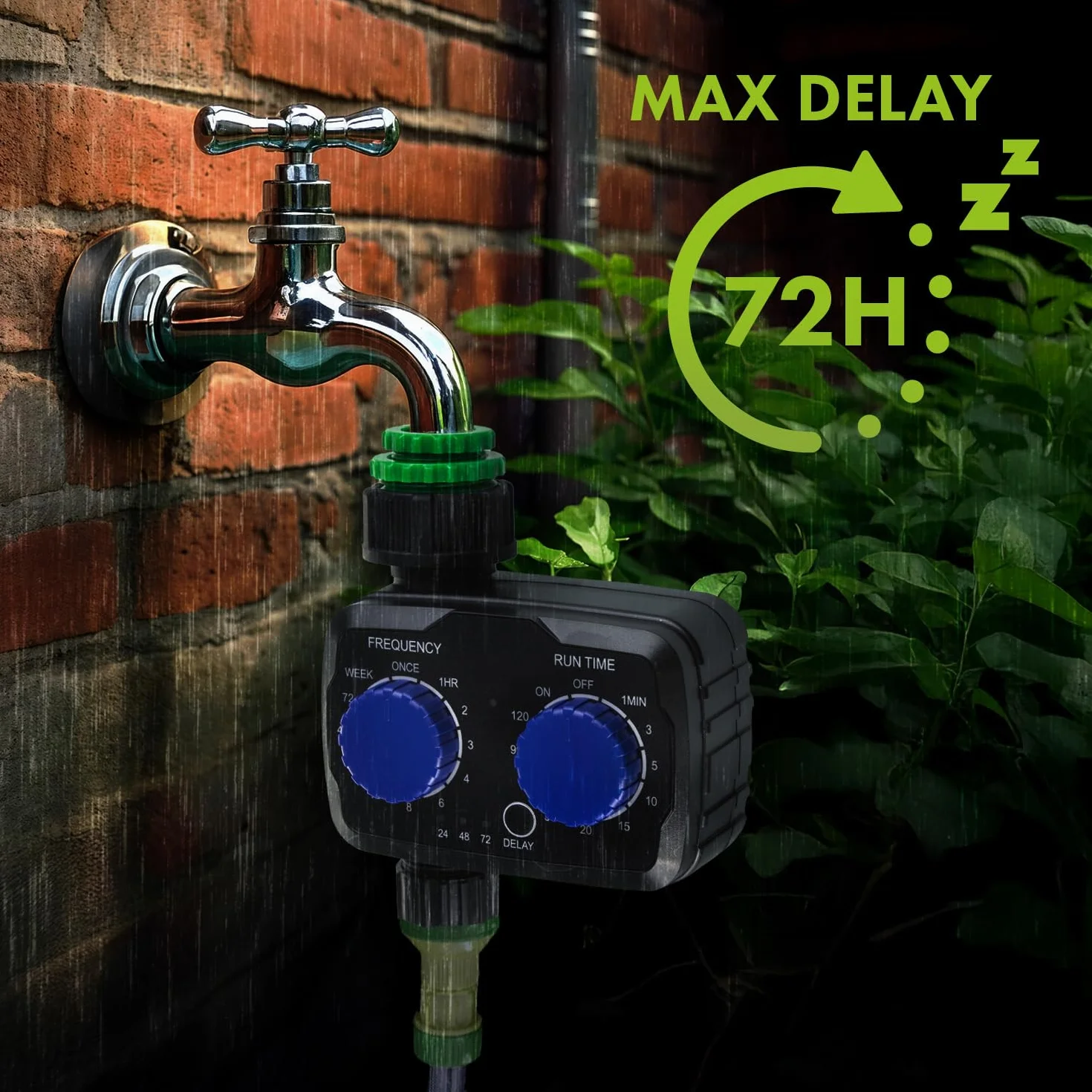Green Blue Contrôleur électronique d'irrigation | Contrôle précis pour l'arrosage du jardin | Fréquence et durée d'arrosage réglables | Fonctionne avec piles IP55 résistant aux intempéries GB391