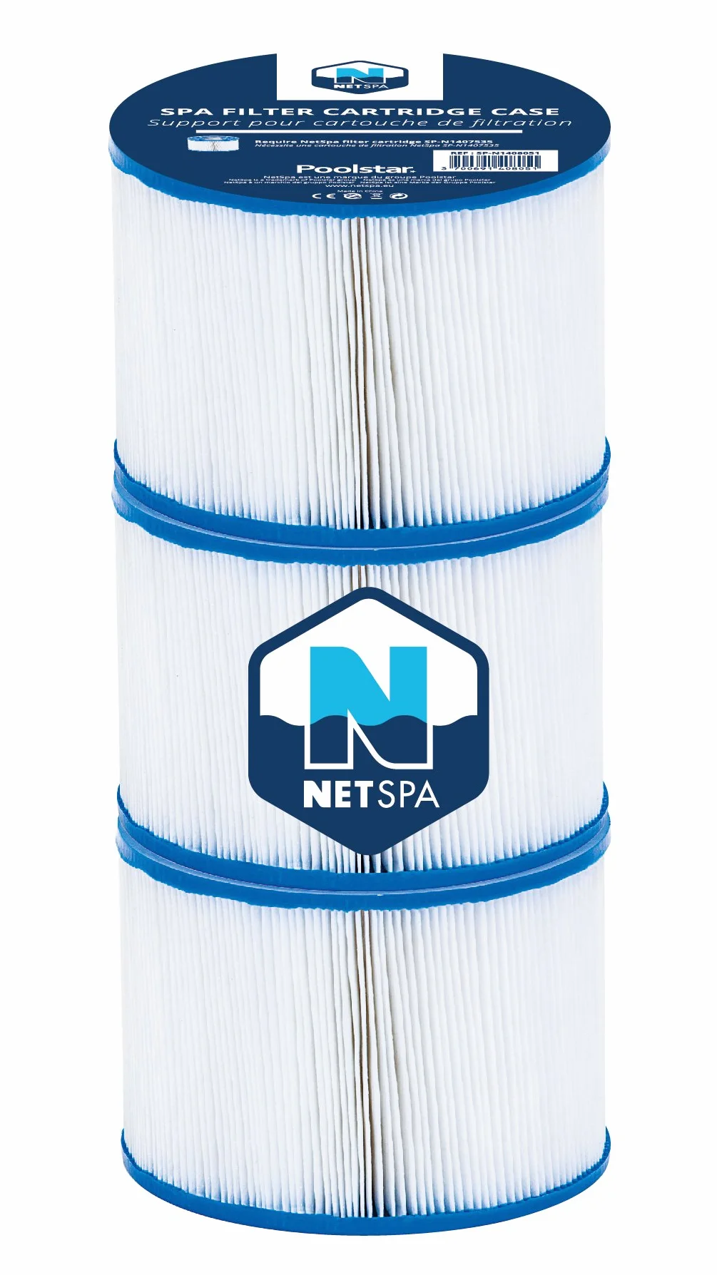 N NETSPA - SP-N1407535 - Lot de 3 Cartouches de Filtration pour Spa - pour Purifier et Maintenir la Qualité de l'Eau du Spa - Compatible avec les Modèles à Partir de 2017 - Ø 10.4 cm x H 8cm -150 plis