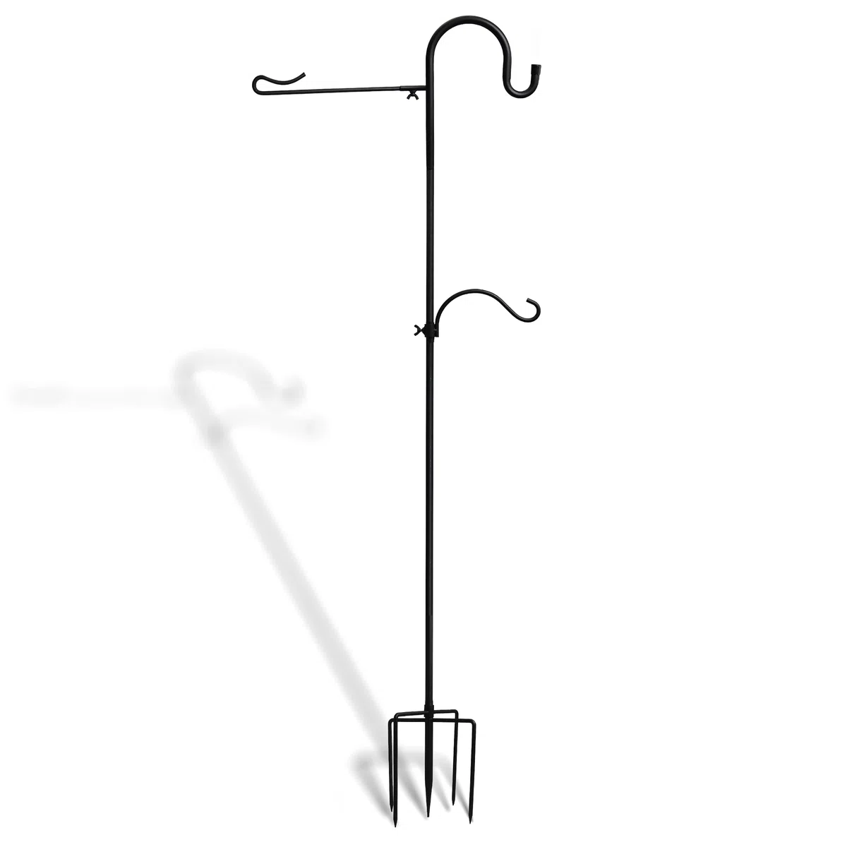 Crochet de berger robuste avec support de drapeau de 193 cm, crochet de berger assemblé réglable de 1,5 cm d'épaisseur, résistant à la rouille, support de drapeau de pelouse et de cour en métal de
