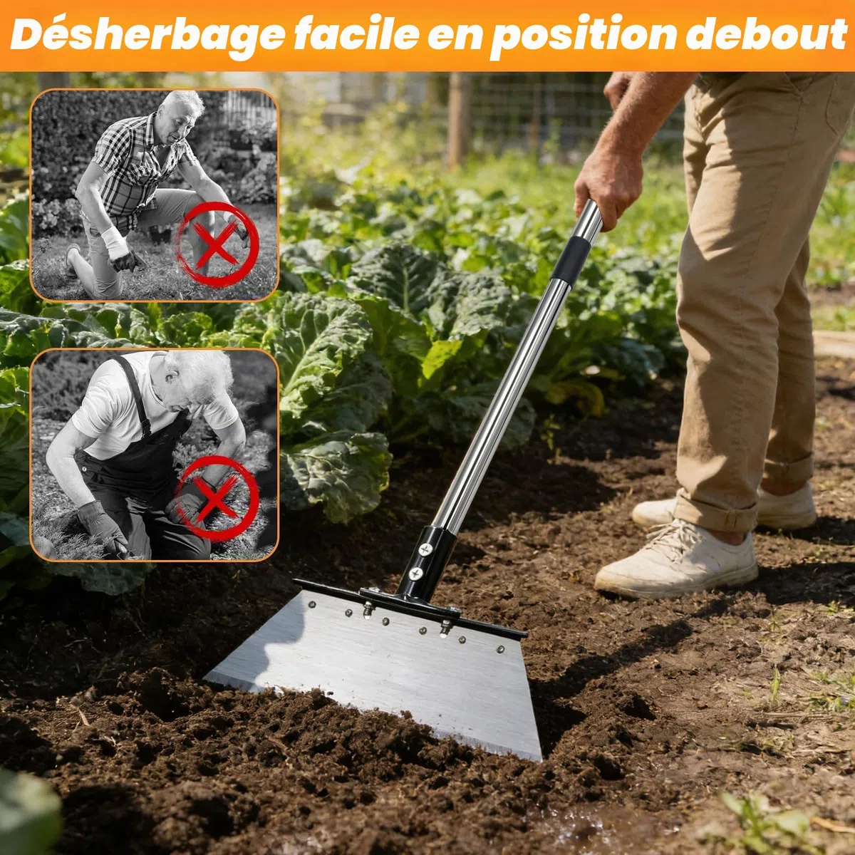 165CM Pelle de Nettoyage Multifonctionnelle avec Poignée D'extension en Acier Inoxydable Pelle Nettoyage Extérieur Jardin Longueur Réglable Grattoir Jardinage Desherbage pour aux Jardins Terrasses