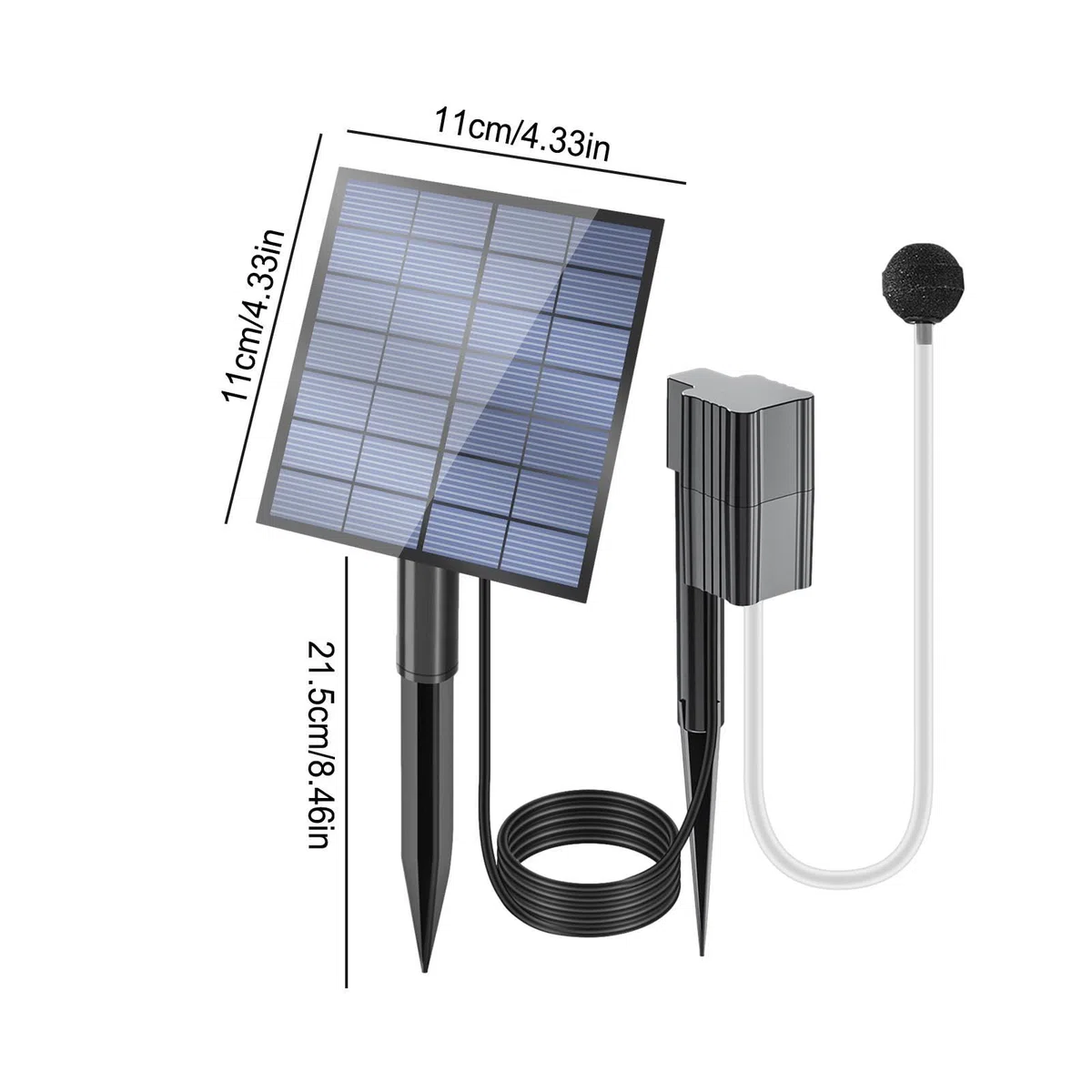 Aérateur de bassin professionnel à énergie solaire – Pompe à haute efficacité | Bulleur d'air réglable pour aquarium, kit de bulles , diffuseur d'oxygène, système de batterie de secours