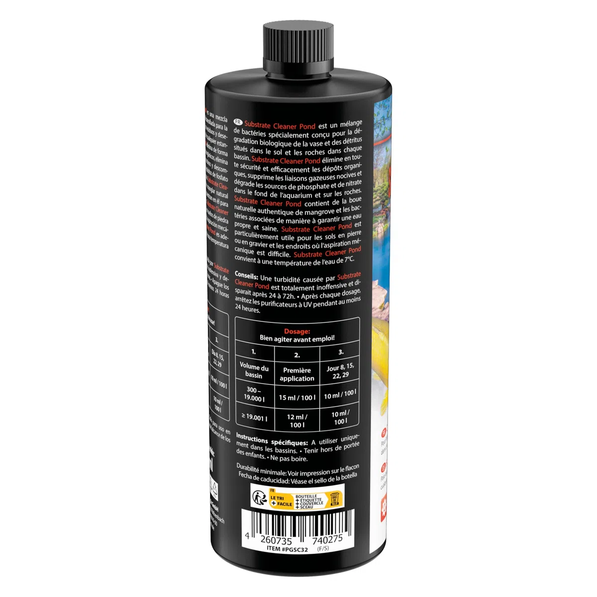 ARKA Pond Substrate Cleaner - 946 ML - Formule bactérienne pour l'élimination Efficace du mulm et de la saleté dans Les bassins, favorise Un écosystème sain.