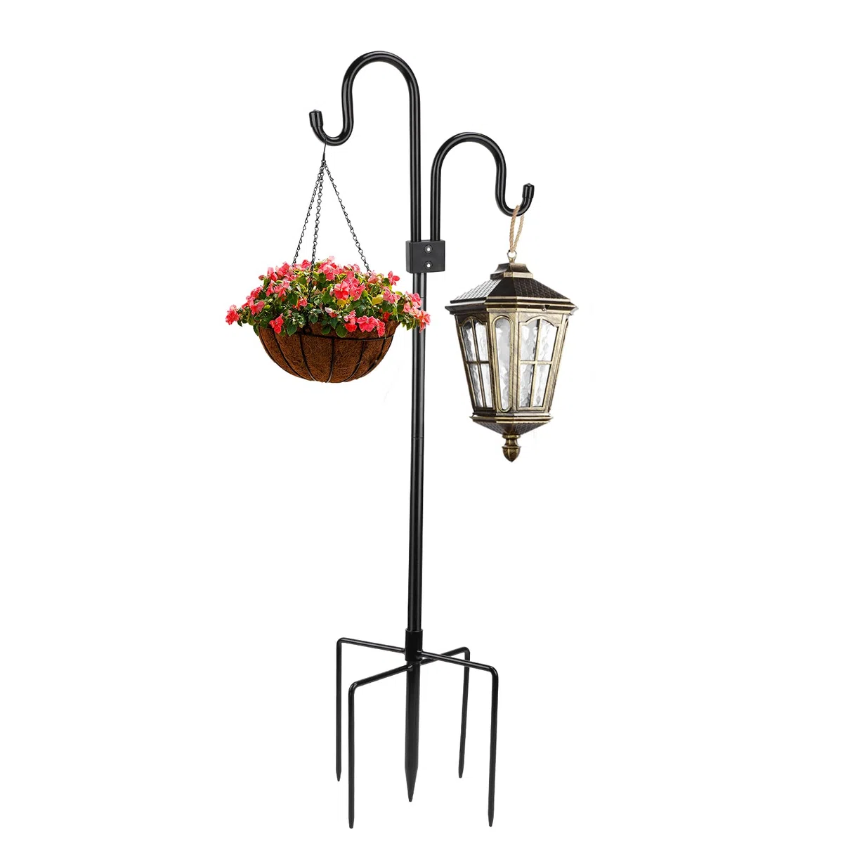 SWAWIS Crochet De Berger Jardin 193cm Double Crochet De Jardin pour Mangeoire Oiseaux Exterieur, Pour Nichoirs, LumiÈRes De Noël, Boules De Fleurs, Plantes Et DÉCorations De Noël