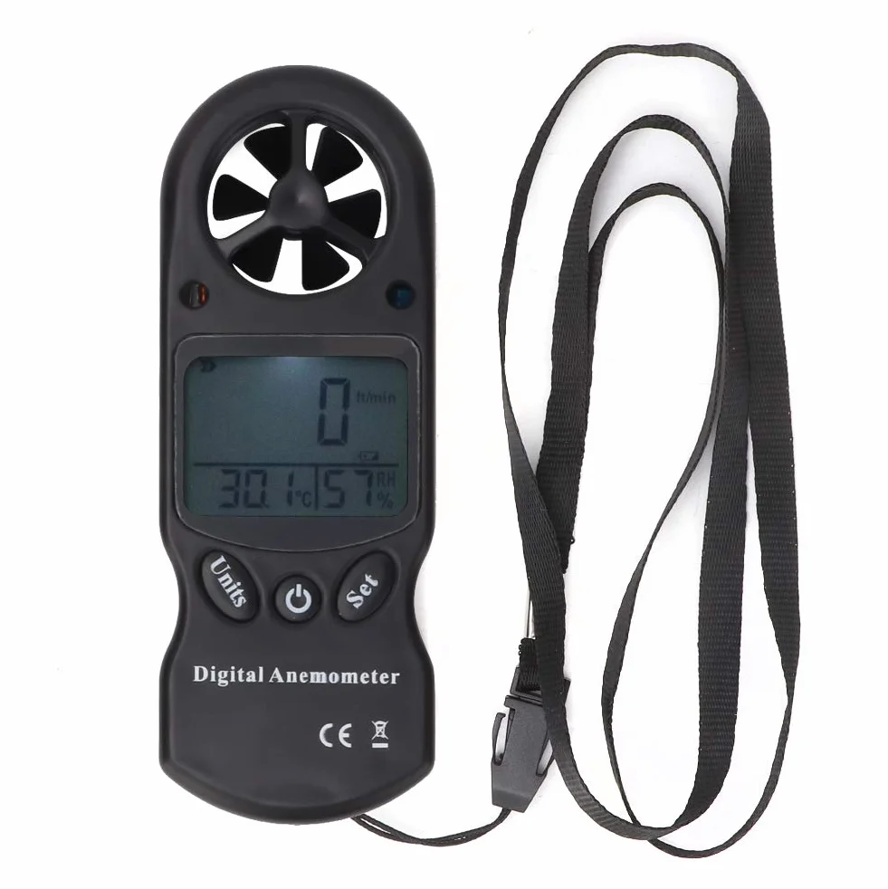 Anémomètre Portable 3-en-1, Électrique Anémomètre + Thermomètre + Hygromètre, Mini-Anémomètres Numérique Tl-300 Avec Écran Lcd, pour Les Sports de Plein Air Et Le Surf