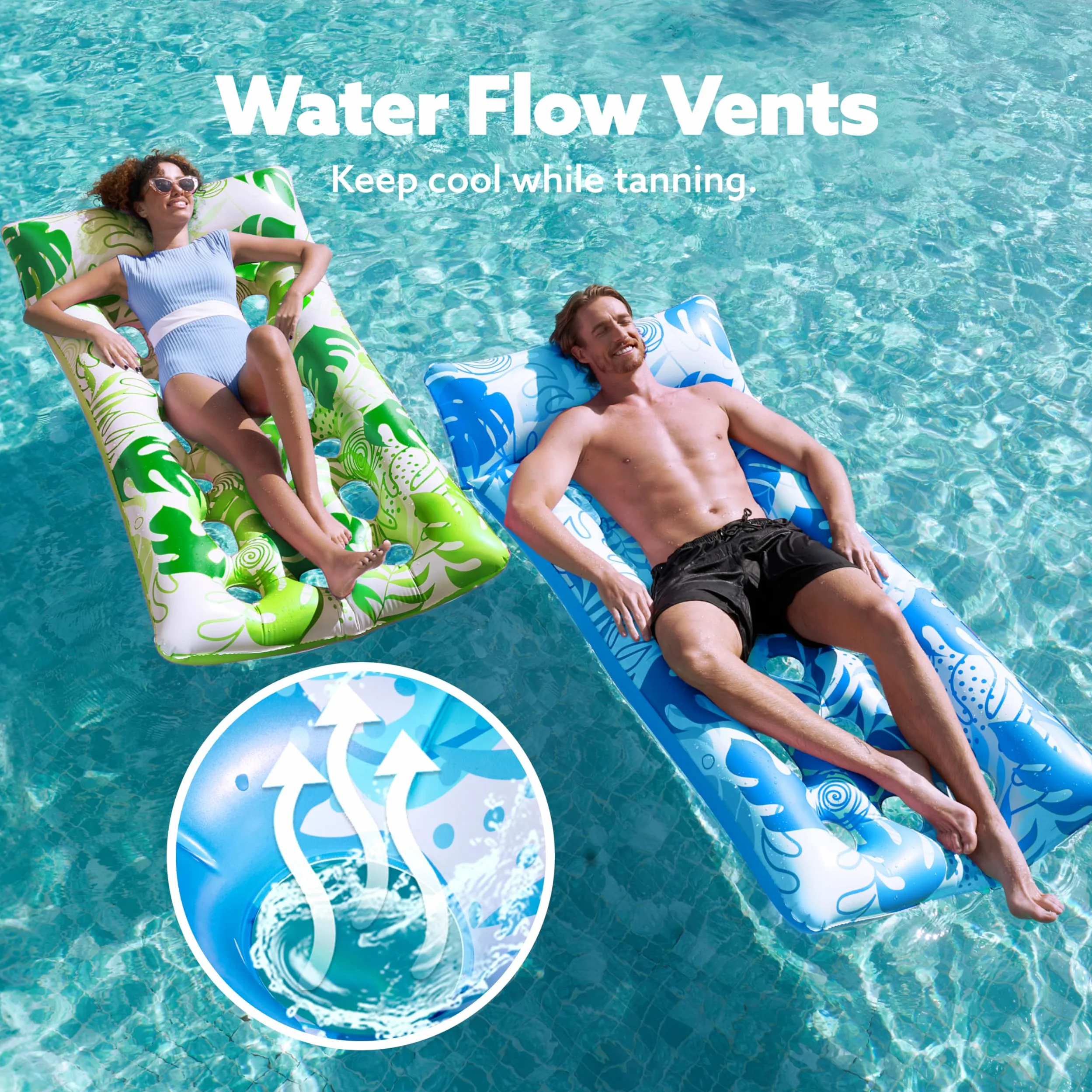 Sloosh Bouées Gonflables pour Piscine, 2 pièces Grandes Bouées XL, Matelas Flottant avec Appui-tête pour Adultes, Tapis Flottant pour Lac, Plage, Piscine, Amusement Aquatique