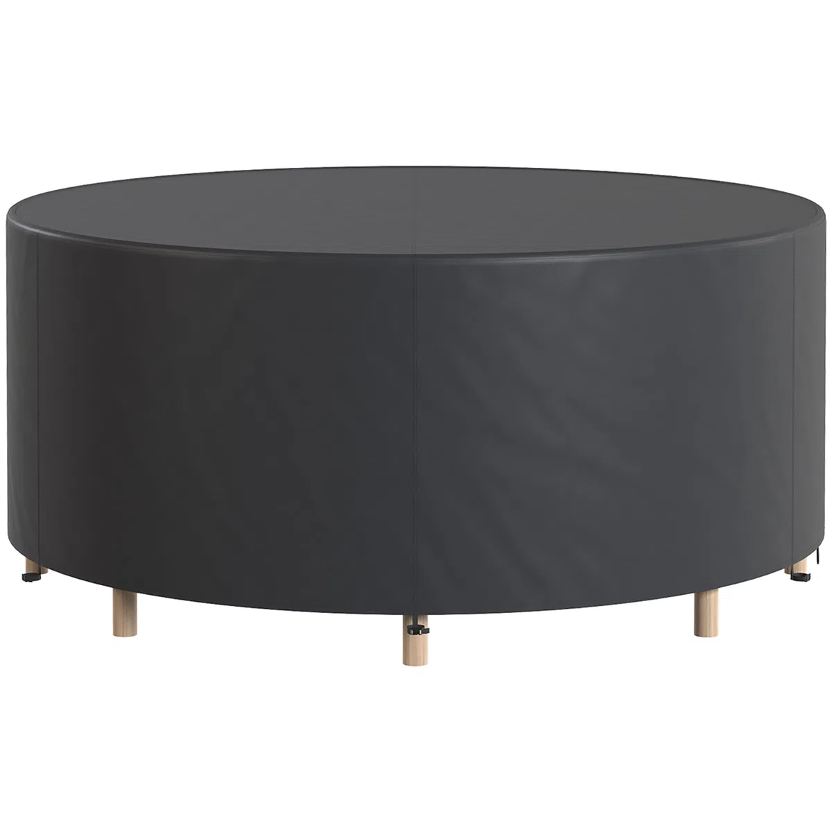 Outsunny Housse pour mobilier de jardin rond, housse de table imperméable, tissu Oxford 420D robuste pour table et chaises de jardin extérieur, Ø200 x 80 cm, noir