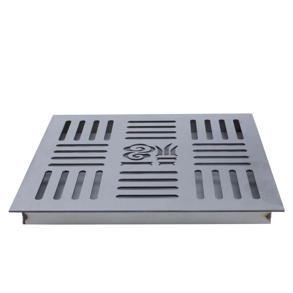 Grille de drainage en acier inoxydable, couvercle de caniveau de drainage extérieur, siphon de carré 200 x 200 x 20 x 2 mm avec cadre pour trottoir, cour, patio, commerce