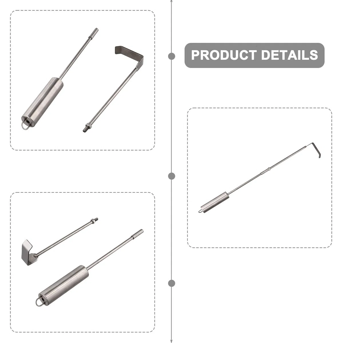 EasyByMall Râteau à cendres de barbecue en acier inoxydable pour Kamado Joe, barbecue à charbon et poêle à bois, 45,7 cm pour enlever efficacement les cendres