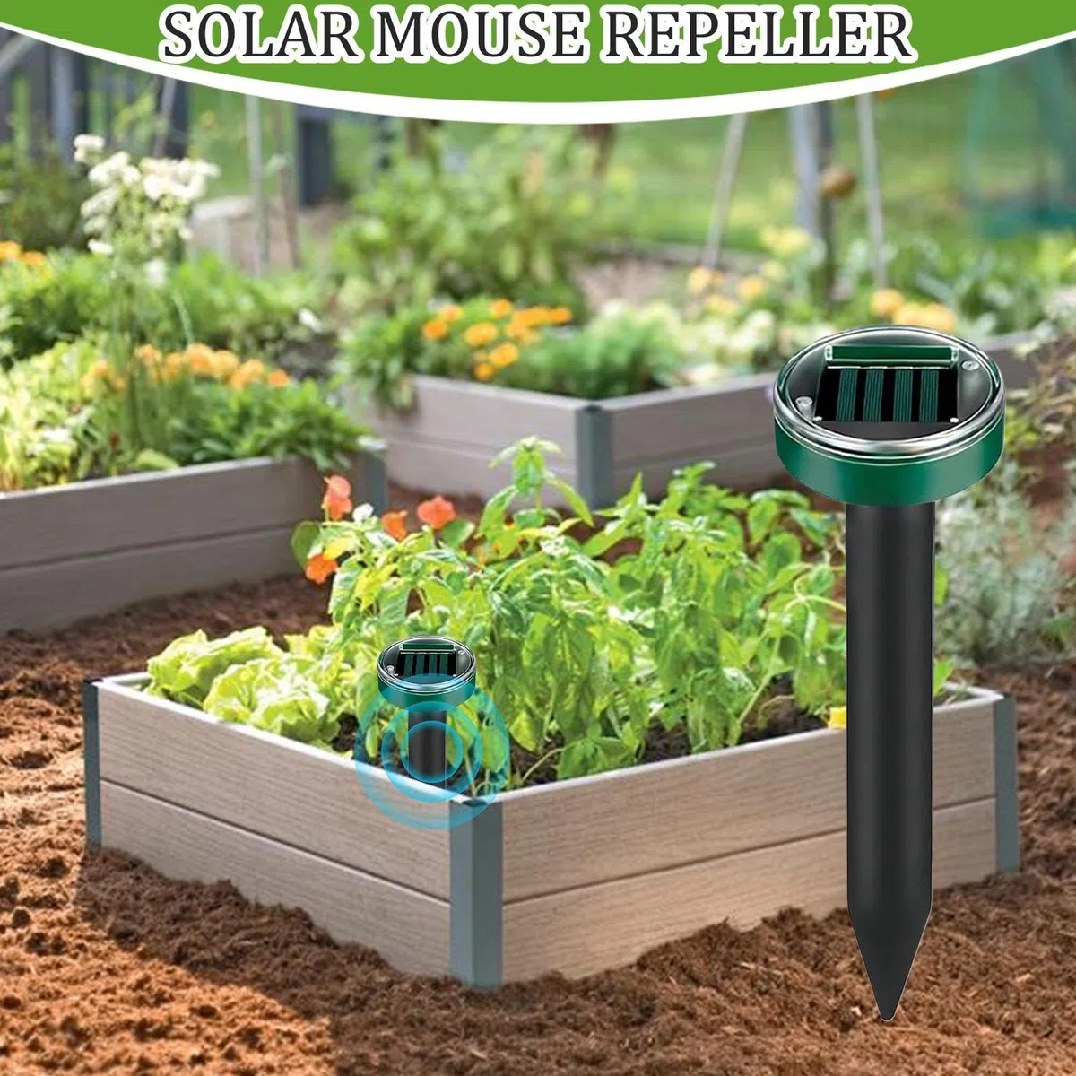 Piquets répulsifs Anti-Taupes – Serpent à ultrasons d'extérieur | 6 x piquets de Dissuasion étanches pour Cour, Jardin, pelouse