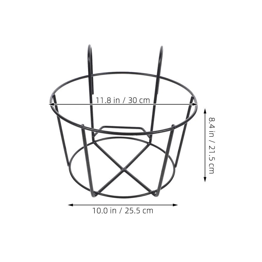Angoily Lot de 2 pots de fleurs ronds en métal à suspendre - Support de pot de fleurs en fil de fer - Support de pot noir - Étagère en fer - Panier à plantes de balcon pour clôture de balcon en plein