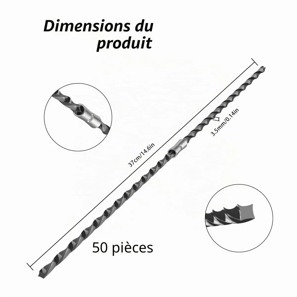 F016800431 Lot de 50 Fils de Rechange pour débroussailleuse Bosch AFS 23 à 37 37 cm x 3,5 mm chacun(50 pièces)