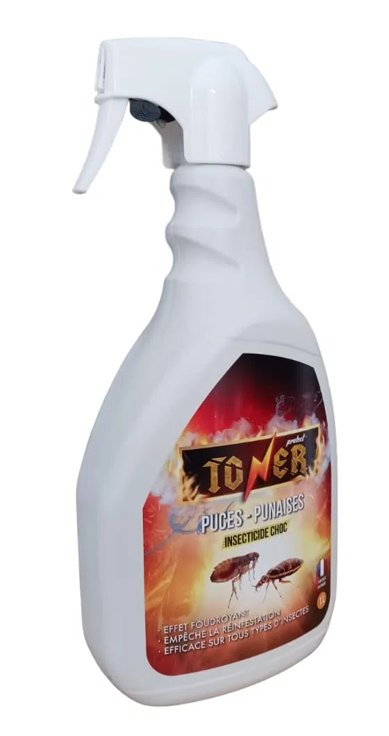 TONER Protect’ Puces et Punaises – Insecticide Choc 1L – Élimination Immédiate – Empêche la Réinfestation – Spray Anti Punaises de Lit et Puces – Action Foudroyante – Fabriqué en France