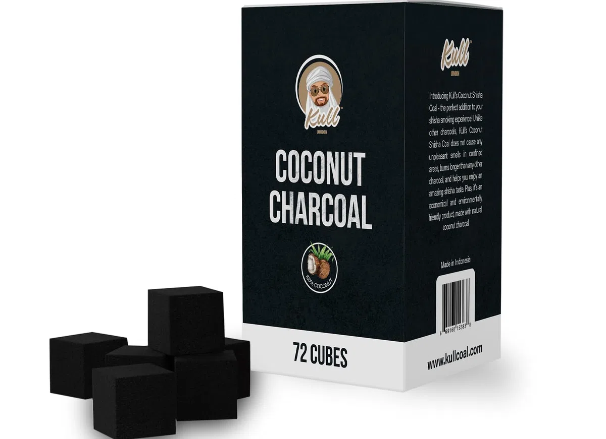 Kull Lot de 72 charbons de noix de coco pour chicha (cubes de 25 mm) pour barbecue à narguilé 1 kg