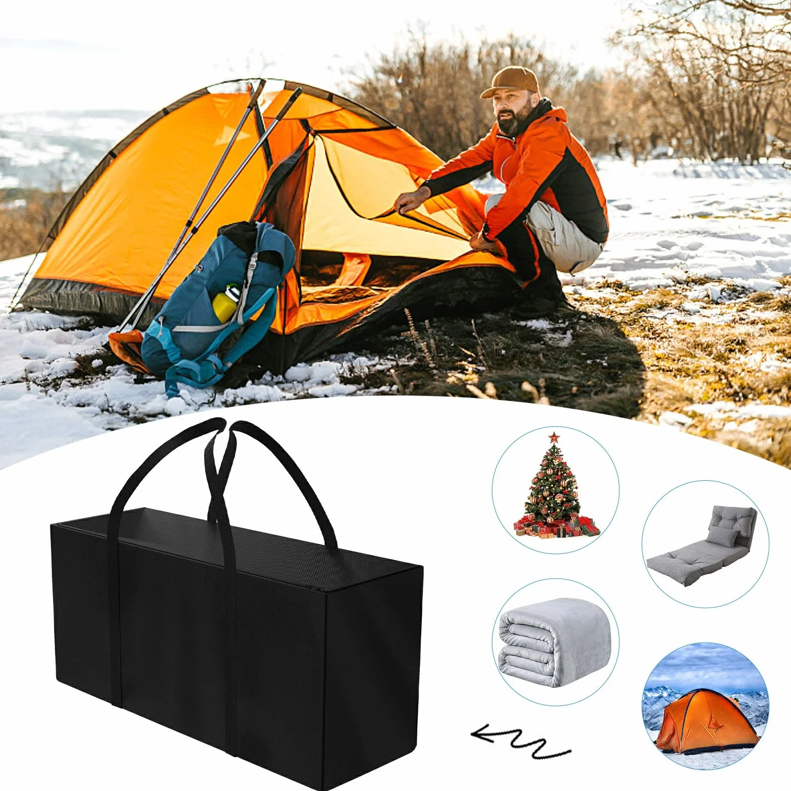 Sac de Rangement, Taille XXL, pour Coussins de Jardin, imperméable, Sac de Transport, Robuste, Oxford 600D, pour Coussins de Jardin, Sapin de Noël (130 x 40 x 55 cm)…