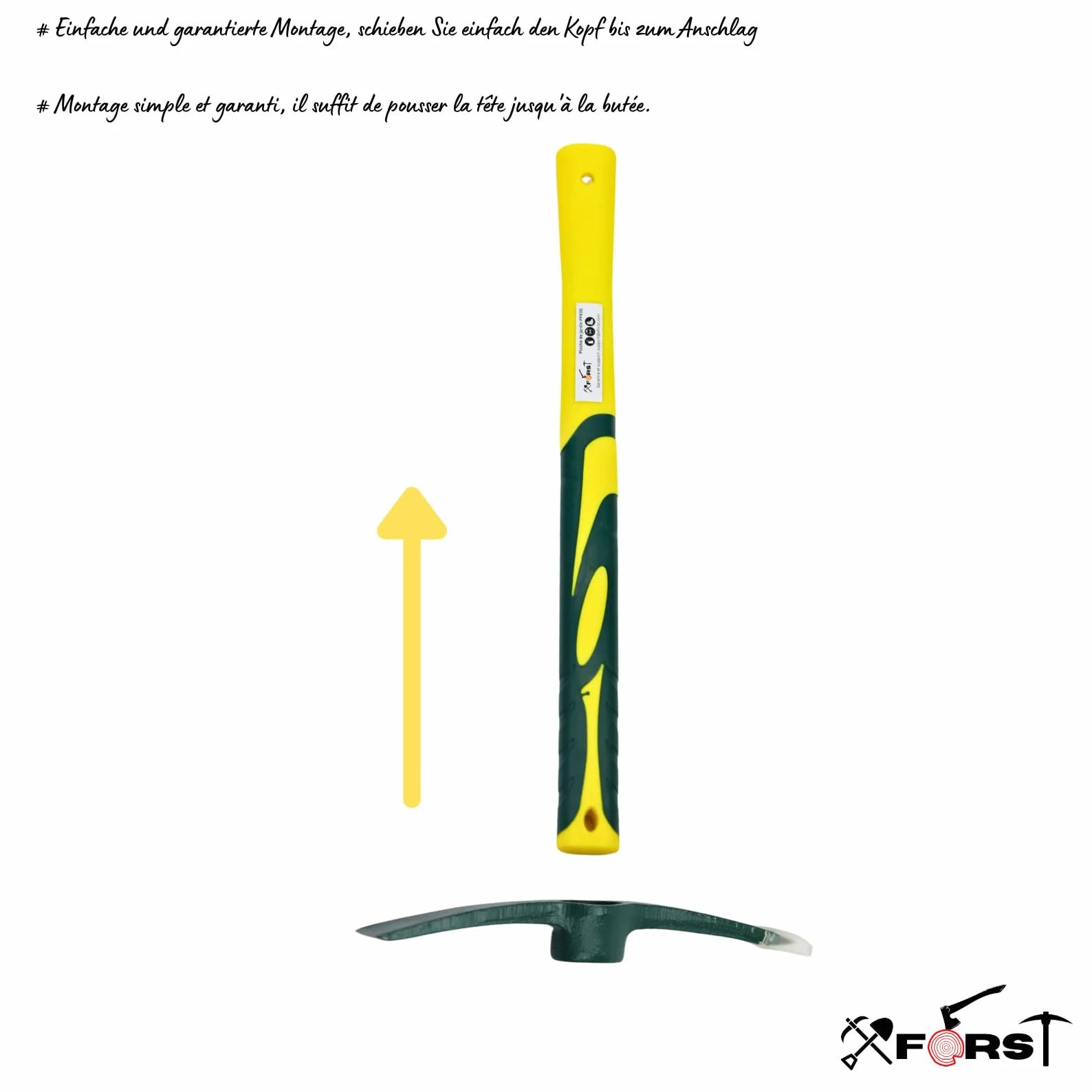 Xforst X-PF430 Pioche de Jardin. pour ameublir Le Sol, Le Jardinage ou la Prospection. avec poignée en Fibre de Verre légère et Solide et tête Robuste en Acier forgé à Haute teneur de Carbone.