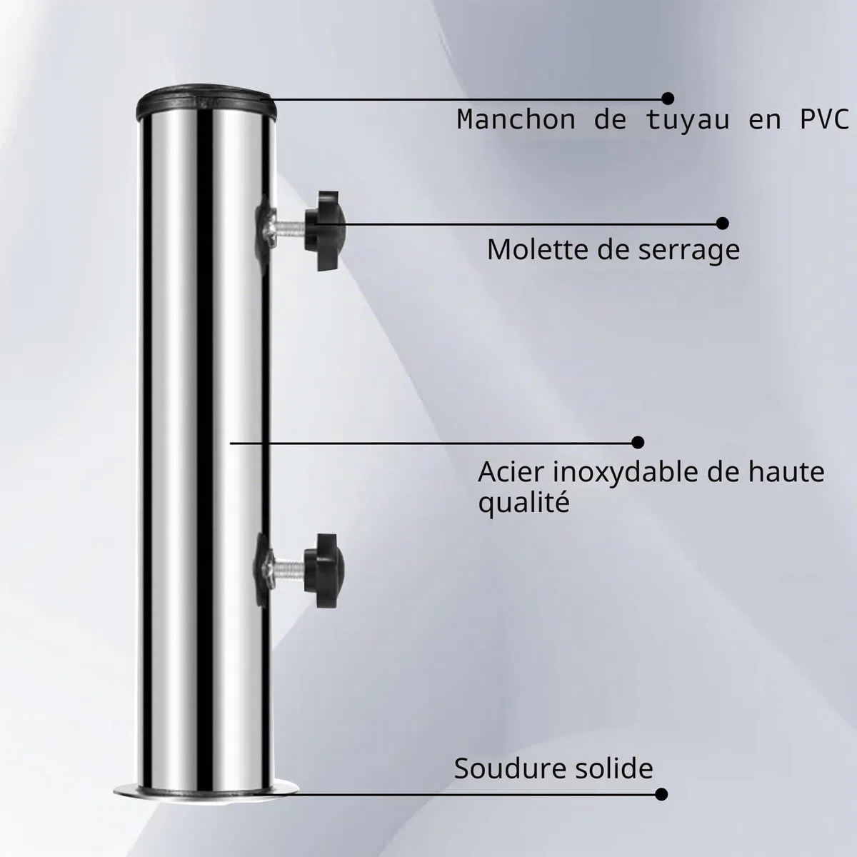 Pied de Parasol,Colonne de Base de Parasol Pour Granit,Colonne de Parasol Universelle Avec Anneau RéDucteur En 3 Parties (48/38/32 Mm),Supports de Manchon de Parasol,Colonnes de Parasol de Jardin