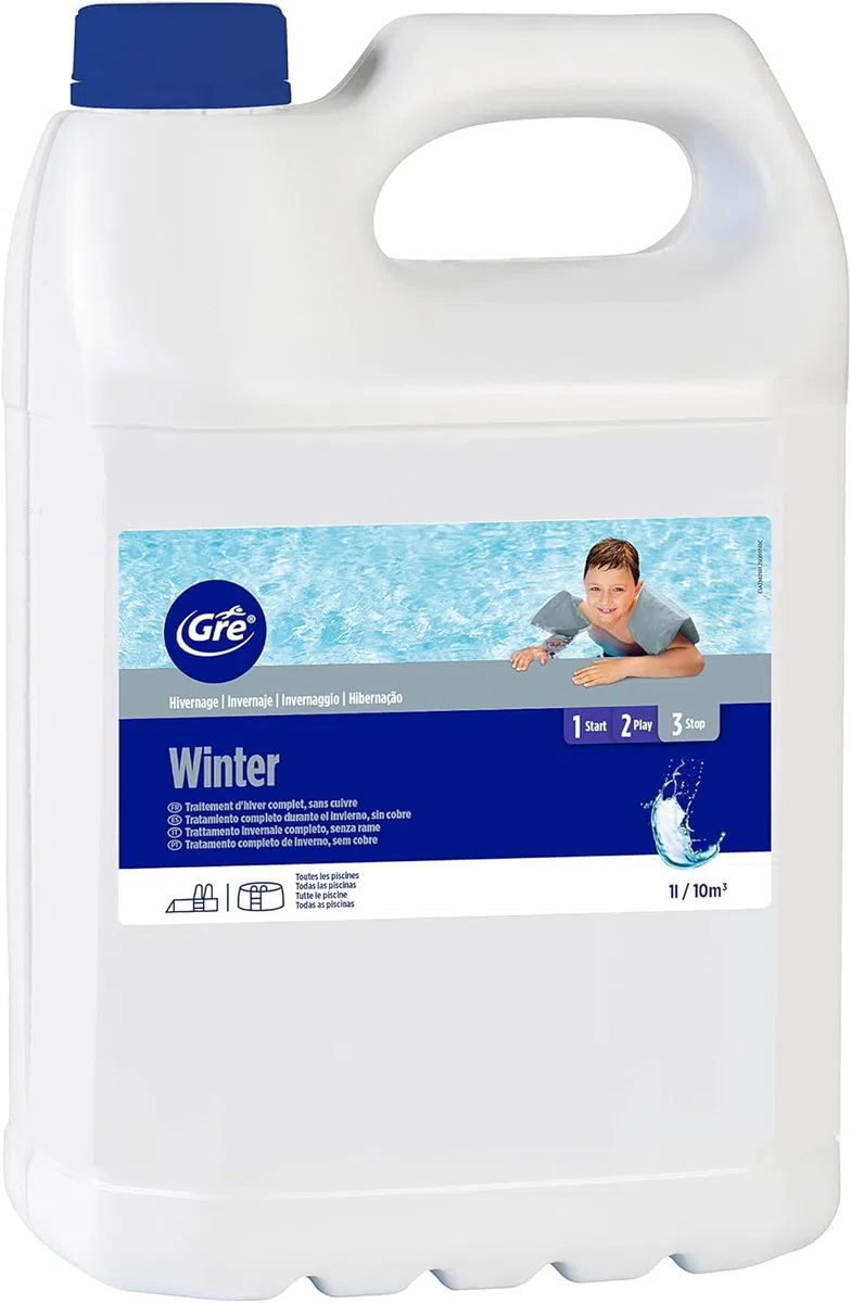 Gre - 76051 Invernant Liquide pour Piscines 5L – Traitement Hivernage, Protège Eau, Prévient Algues et Dépôts Calcaires