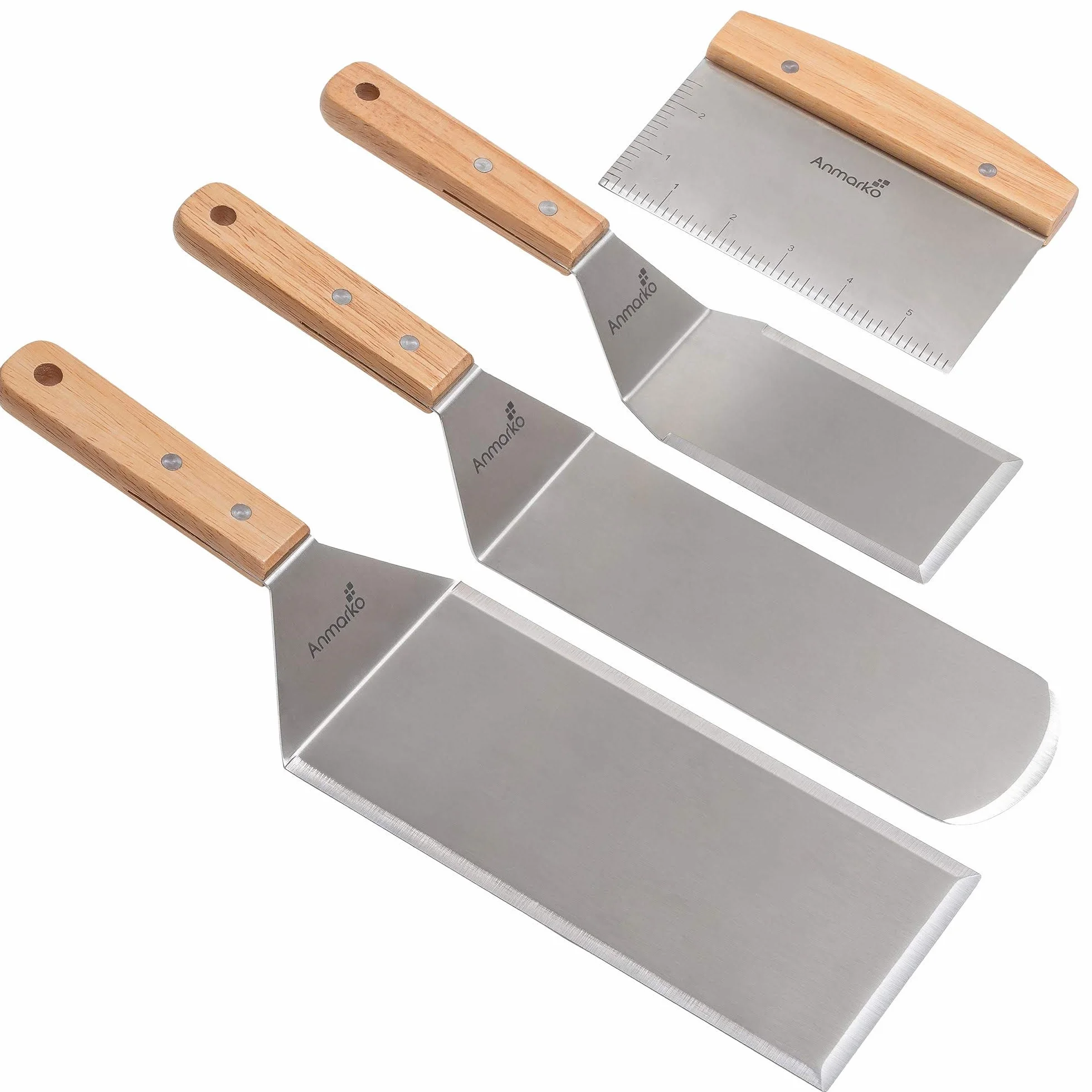 en acier inoxydable de Spatule en métal - Teppaniyaki Spatlas - plaque de cuisson Grattoir plat Spatule - ustensile en métal Idéal pour barbecue Dessus Plat en fonte Accessoires