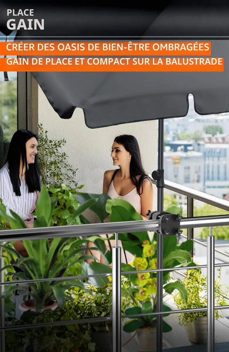 4smile Support Parasol Balcon – Pied de Parasol d'échange SunnyGuy, Support pour Parasol sûr Balcon – Attache Parasol Balcon Universelle