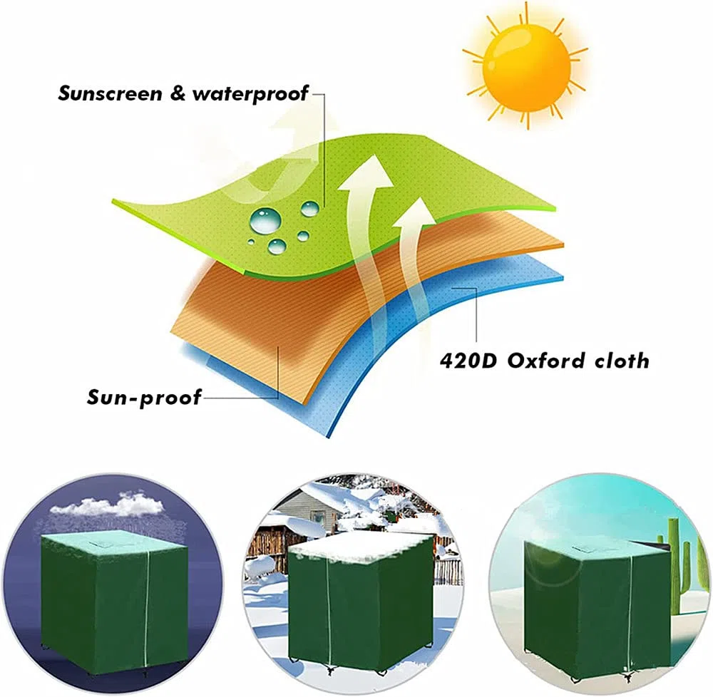Bache pour Cuve 1000 l, Bâche de Protection Solaire pour réservoir d'eau de Pluie IBC, Anti-poussière Anti-UV, Housse de Protection, bâche de Protection 116 x 100 x 120 cm, Vert