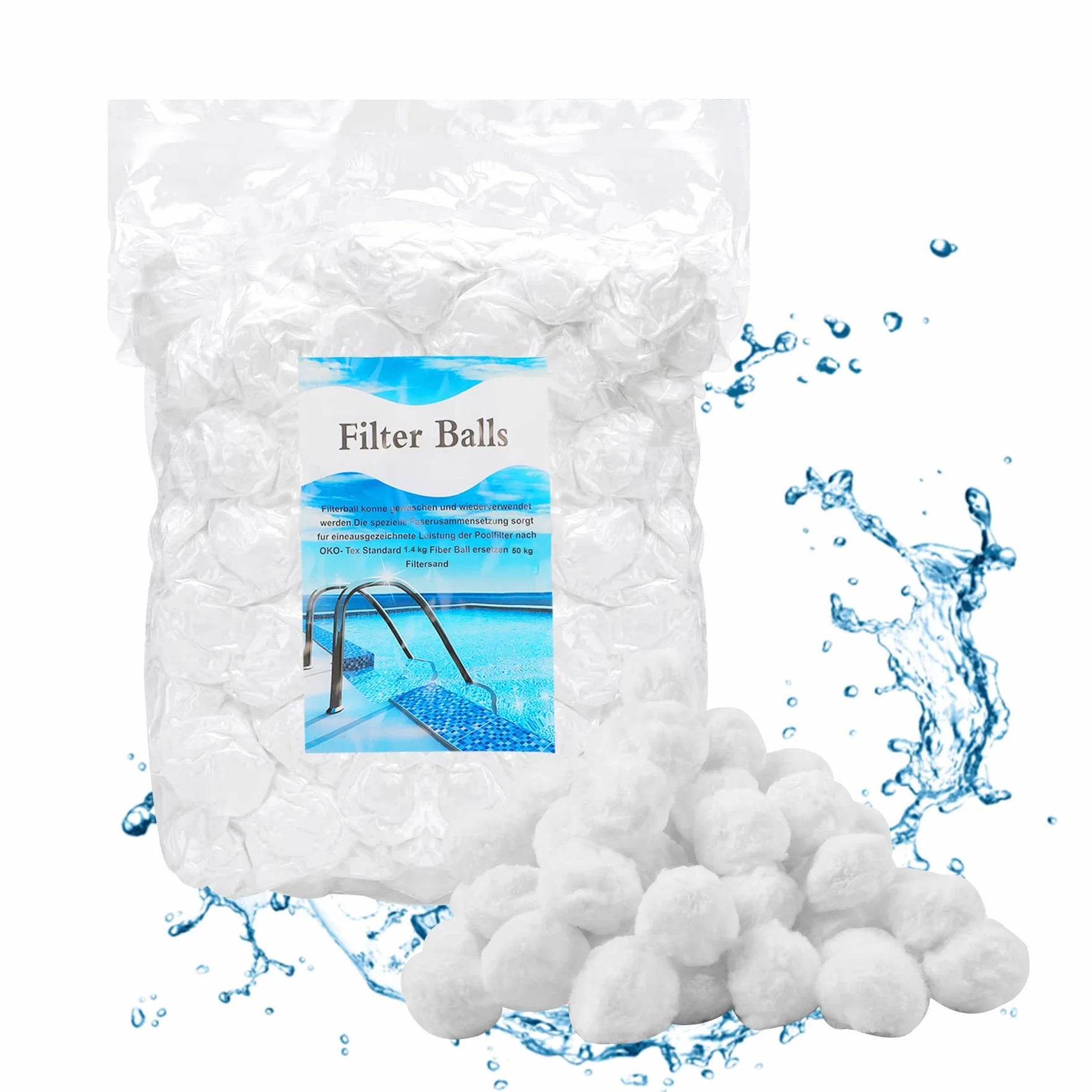 Forever Speed Balles filtrantes de 1400g pour systèmes de filtration à sable Convient pour les filtres de piscine,les installations de filtration de piscine et les aquariums Balles filtrantes blanches