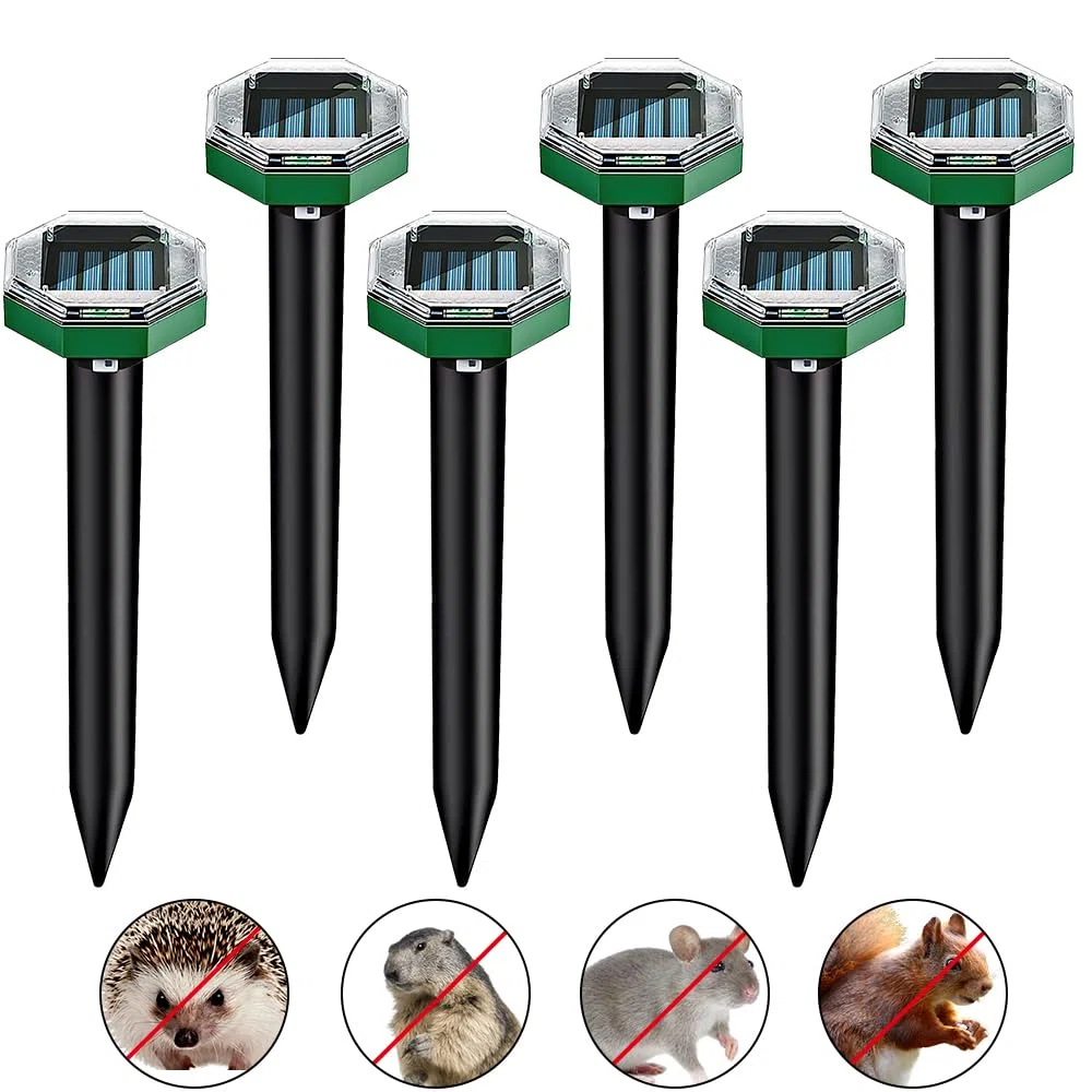 Anti Taupe Ultrason Solaire 6 pièces, Répulsif Solaire Contre Les Taupes, AntiTaupe, Anti-Taupe avec IP44 Imperméable, RépulsifTaupe Solaire à Ultrason pour Pelouse Jardin Extérieur (6 PCS)