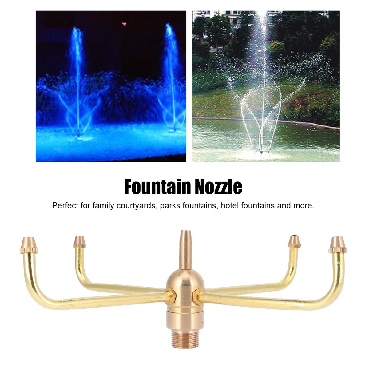 Têtes de buse de fontaine, G1/2 filetage mâle 4 bras rotatifs buse de fontaine d'eau arroseur de tête de pulvérisation, pour bassin de jardin, à la rocaille, à la fontaines de parc