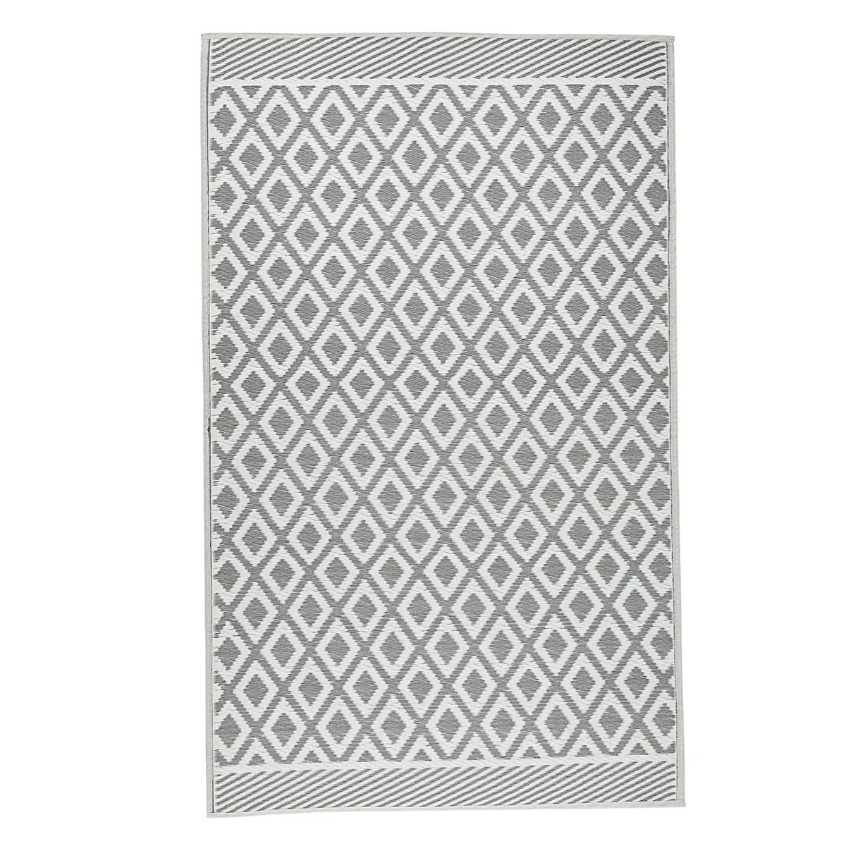 Cepewa Tapis d'extérieur 90 x 150 cm - En plastique gris et blanc - Tapis de sol pour l'extérieur (1 tapis gris/blanc)