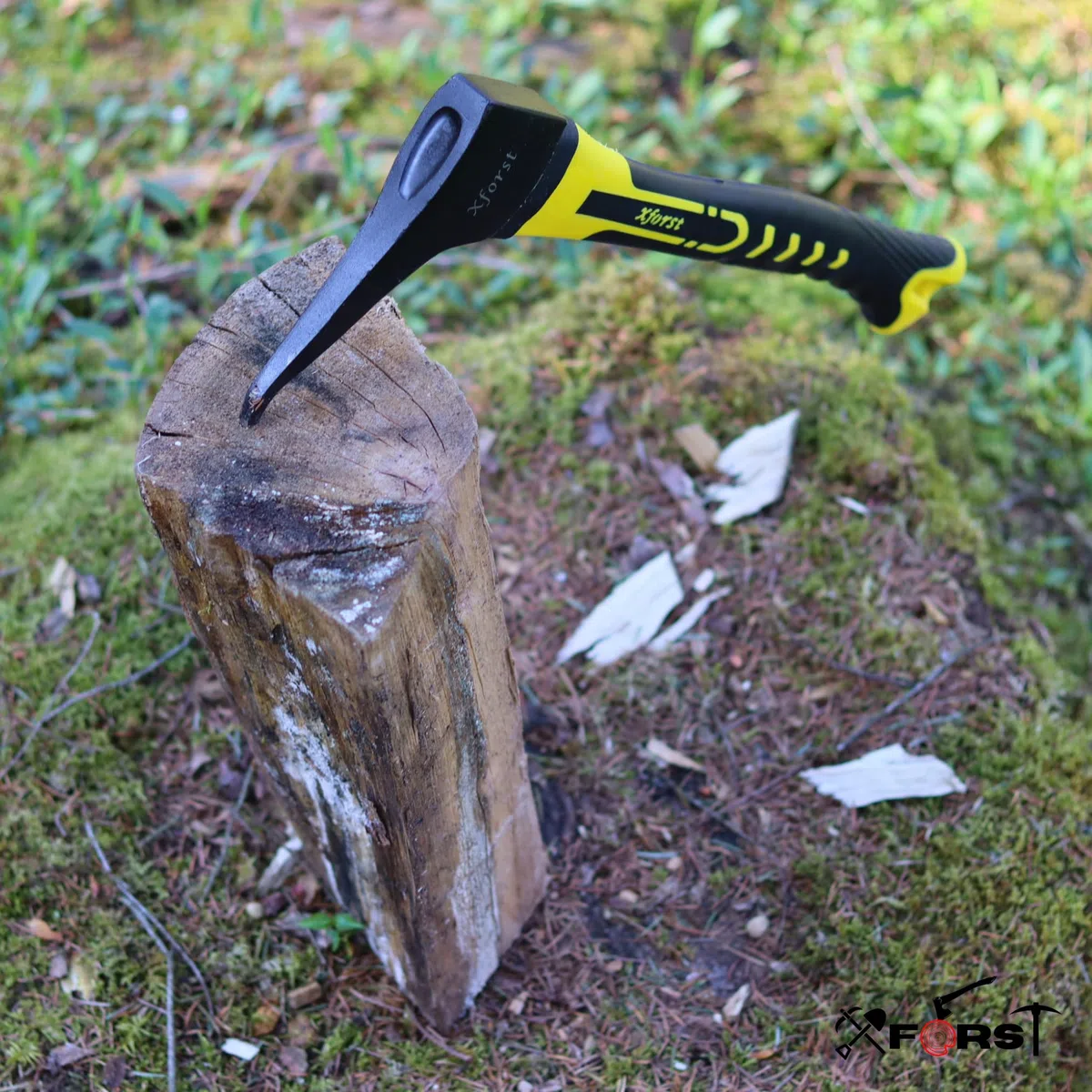 Xforst Sapie à Main Compacte 38 cm Bûcheron – Sappie Forestier Porte-Marteau Inclus, Manche Fibre Verre Antidérapant, Crochet Acier Carbone Forgé pour Bûches, Troncs & Bois – X-P55F BX