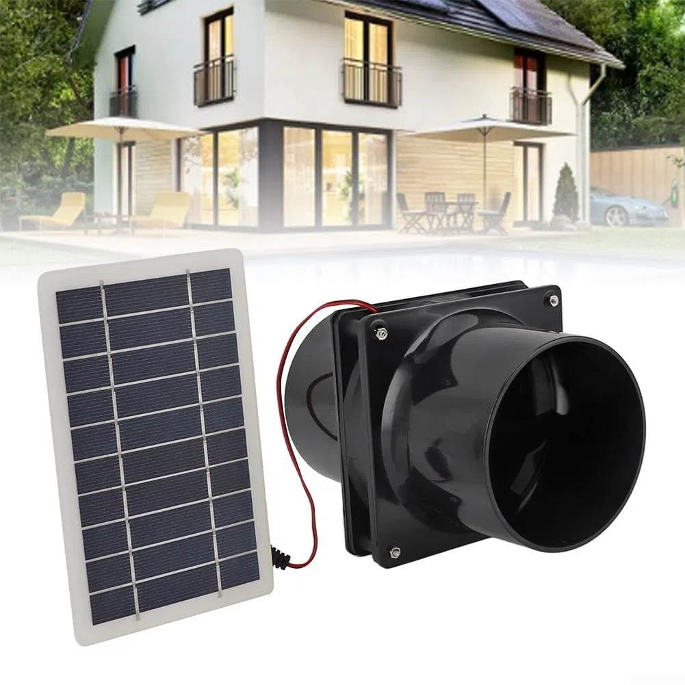 GLOBALHUT Ventilateur D'extraction À Énergie, Kit De Ventilateur De Panneau Solaire, Ventilateur Extracteur D'air Silencieux, Pour Les Maisons, Poulaillers, Camping-cars Et Serres