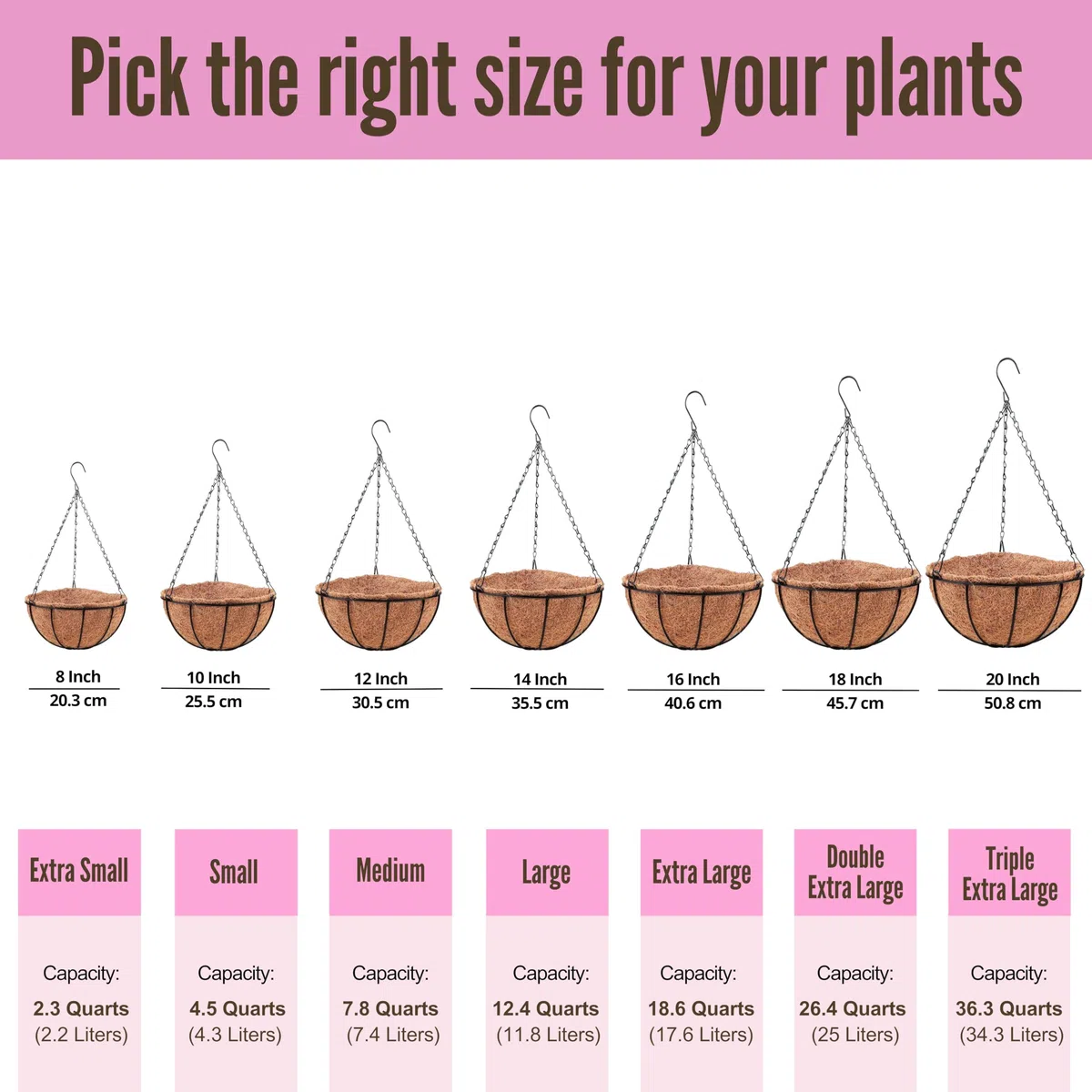 LáLáGreen Suspension pour Plantes avec Doublure en Fibre de Coco, Panier Suspendu en Métal pour Fleurs, Jardinière Suspendue pour Balcon, Terrasse, Jardin et Véranda (3, 10 inch)